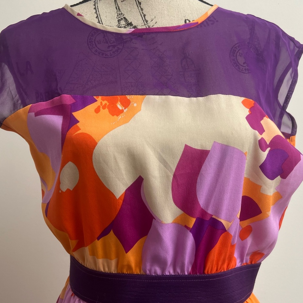 Colorful Sheer Top Cocktail Dress - Picture 6 of 15